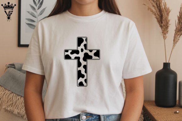 Cow Print Cross Christian SVG T-Shirt: Graphics for Crafts