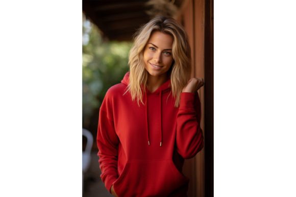 Female Wearing Red Hoodie Mockup: Graphics for Hoodies Sweatshirts