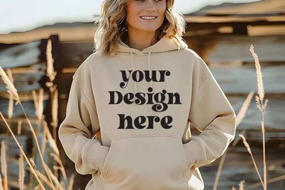 Gildan 18500 Hoodie Sand Mockup 37: Graphics for Hoodies Sweatshirts