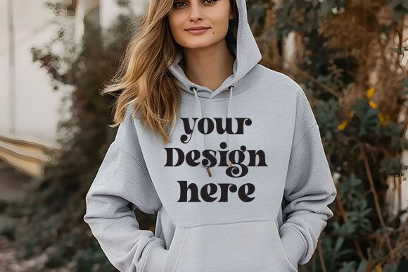 Gildan 18500 Hoodie Sport Grey Mockup 11: Graphics & Hoodies Sweatshirts
