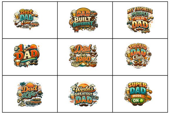 Happy Fathers Day SVG Bundle.V-06: Graphics for Crafts & Gifting