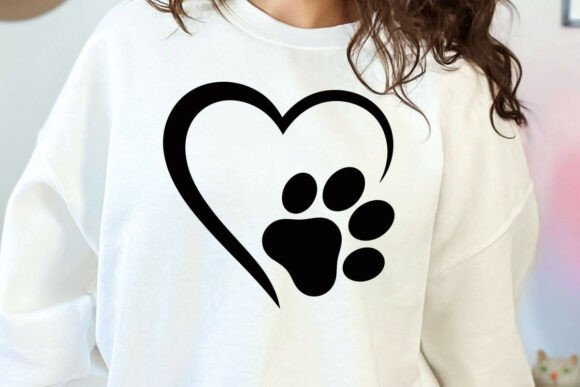 Paw Print Heart SVG T-Shirt Design: Graphics for Crafts & Branding