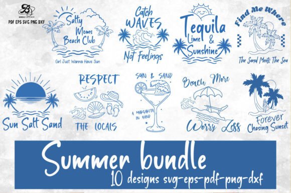Summer Sea Beach Vacation Trips Bundle: Graphics & T-Shirt Designs