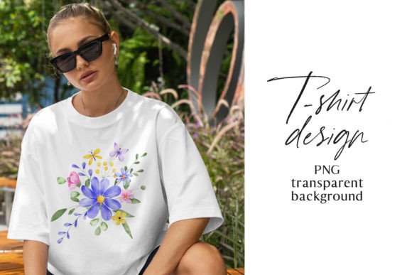T-Shirt Design with Flowers Bouquet: Graphics for T-Shirt Designs