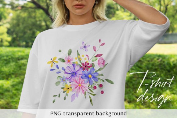 T-Shirt Design with Flowers, PNG File