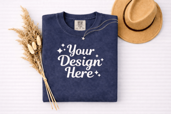 True Navy Comfort Colors Shirt Mockup: Graphics & T-Shirts