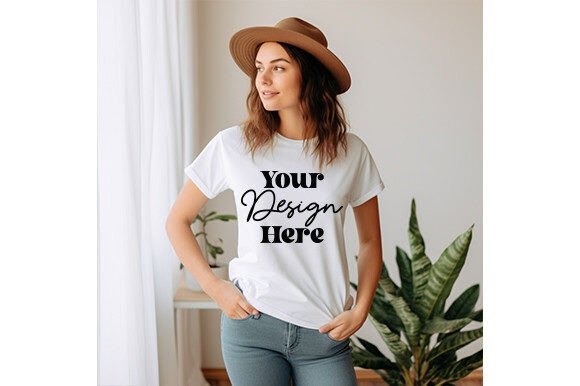 White Bella Canvas 3001 Women Mockup 25: Graphics & T-Shirts